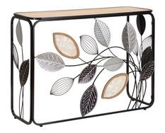 Console Automne métal noir plateau bois design naturel