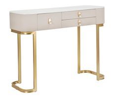 Console Beauty bois beige effet marbre 3 tiroirs dorés