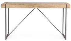 Console bois de sapin et pieds acier noir BARY 200 cm