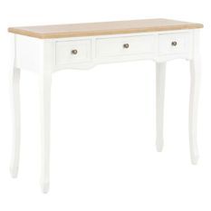 Console coiffeuse 3 tiroirs pin massif clair et blanc Moram