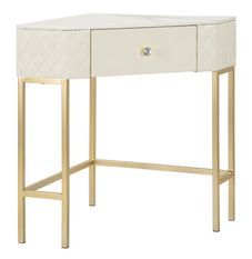 Console d’angle cuir matelassé doré design Sharon