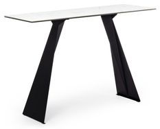 Console design BAKOA – Céramique blanche & pieds en acier noir – 120 cm