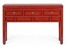 Console en bois d'orme rouge 3 tiroirs Juan 128 cm