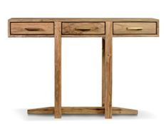 Console en bois de teck naturel 3 tiroirs Touka 130 cm