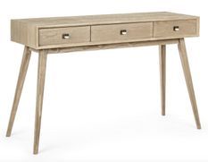 Console en bois massif naturel 3 tiroirs ALANNIS 120 cm