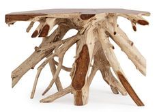 Console en racines de teck naturelles ZANDA 120 cm