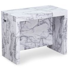 Console extensible bois effet marbre gris Cazy 50/300 cm