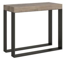 Console extensible bois et 2 pieds acier anthracite Elatra