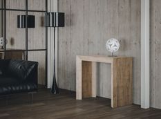 Console extensible chêne naturel melaminé 12 personnes 45 à 305 cm Genève