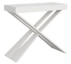 Console extensible bois pieds croisés blanc Diago