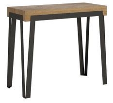 Console extensible design naturel et gris foncé 8 personnes 40 à 196 cm Konta