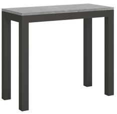 Console extensible gris béton et pieds métal anthracite 14 personnes 40 à 300 cm Diva