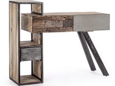 Console industrielle MANCHESTER – 2 tiroirs, bois de manguier & acier noir