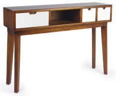 Console KRETOS - bois massif marron et blanc – 110 cm – 3 tiroirs