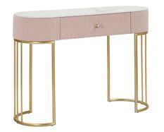 Console Montpellier rose effet marbre et doré design
