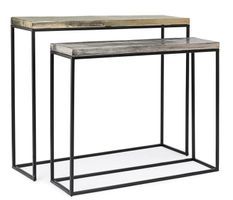 Lot de 2 consoles BRINA – Aluminium vieilli & acier noir