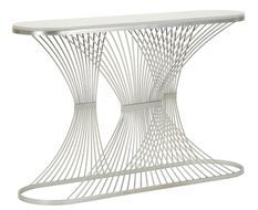 Console rayée métal argenté effet marbre design élégant