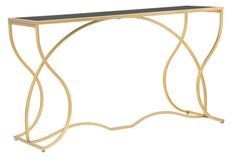 Console Sunshine métal doré et verre noir design