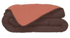 Couette chaude en microfibre chocolat & corail 400g/m² Calgary