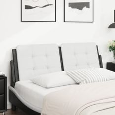 Coussin de tête de lit blanc et noir 140 cm similicuir