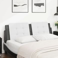 Coussin de tête de lit blanc et noir 160 cm similicuir