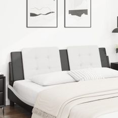 Coussin de tête de lit blanc et noir 180 cm similicuir