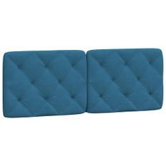 Coussin de tête de lit bleu 120 cm velours