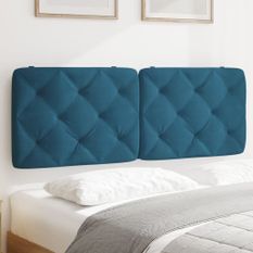 Coussin de tête de lit bleu 120 cm velours