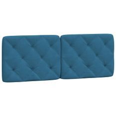 Coussin de tête de lit bleu 140 cm velours