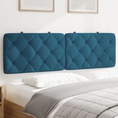 Coussin de tête de lit bleu 160 cm velours