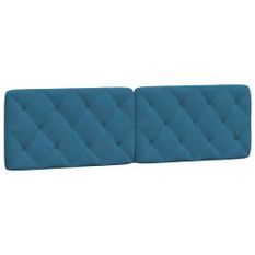 Coussin de tête de lit bleu 180 cm velours