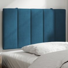 Coussin de tête de lit bleu 80 cm velours