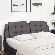 Coussin de tête de lit gris 160 cm similicuir