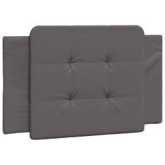 Coussin de tête de lit gris 90 cm similicuir