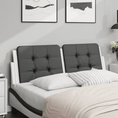 Coussin de tête de lit noir et blanc 140 cm similicuir