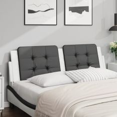Coussin de tête de lit noir et blanc 160 cm similicuir