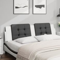 Coussin de tête de lit noir et blanc 180 cm similicuir