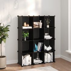 Cubes de rangement 12 pcs Noir PP