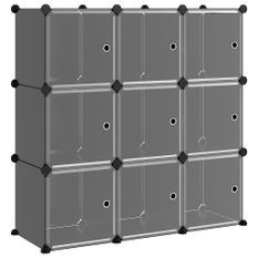 Cubes de rangement 9 pcs avec portes Noir PP