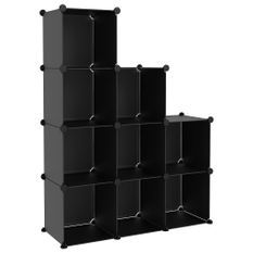 Cubes de rangement 9 pcs Noir PP