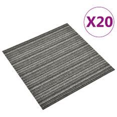 Dalles de tapis de sol 20 pcs 5 m² 50x50 cm Anthracite rayé