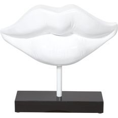 Sculpture bouche blanche socle marbre noir 47 cm