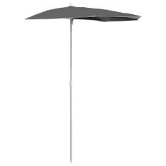 Demi-parasol de jardin avec mât 180x90 cm Anthracite