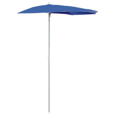 Demi-parasol de jardin avec mât 180x90 cm Bleu azuré