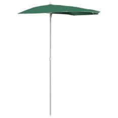 Demi-parasol de jardin avec mât 180x90 cm Vert