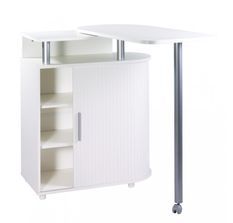 Desserte de cuisine avec table pivotante NATY – Meuble gain de place avec rangement