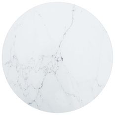 Dessus de table Blanc Ø30x0,8cm Verre trempé avec design marbre