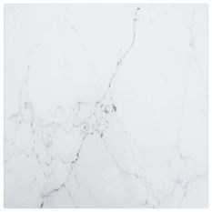 Dessus de table Blanc 30x30cm 6mm Verre trempé et design marbre
