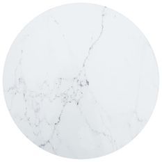 Dessus de table Blanc Ø40x0,8cm Verre trempé avec design marbre