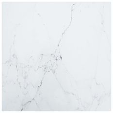 Dessus de table Blanc 40x40cm 6mm Verre trempé et design marbre